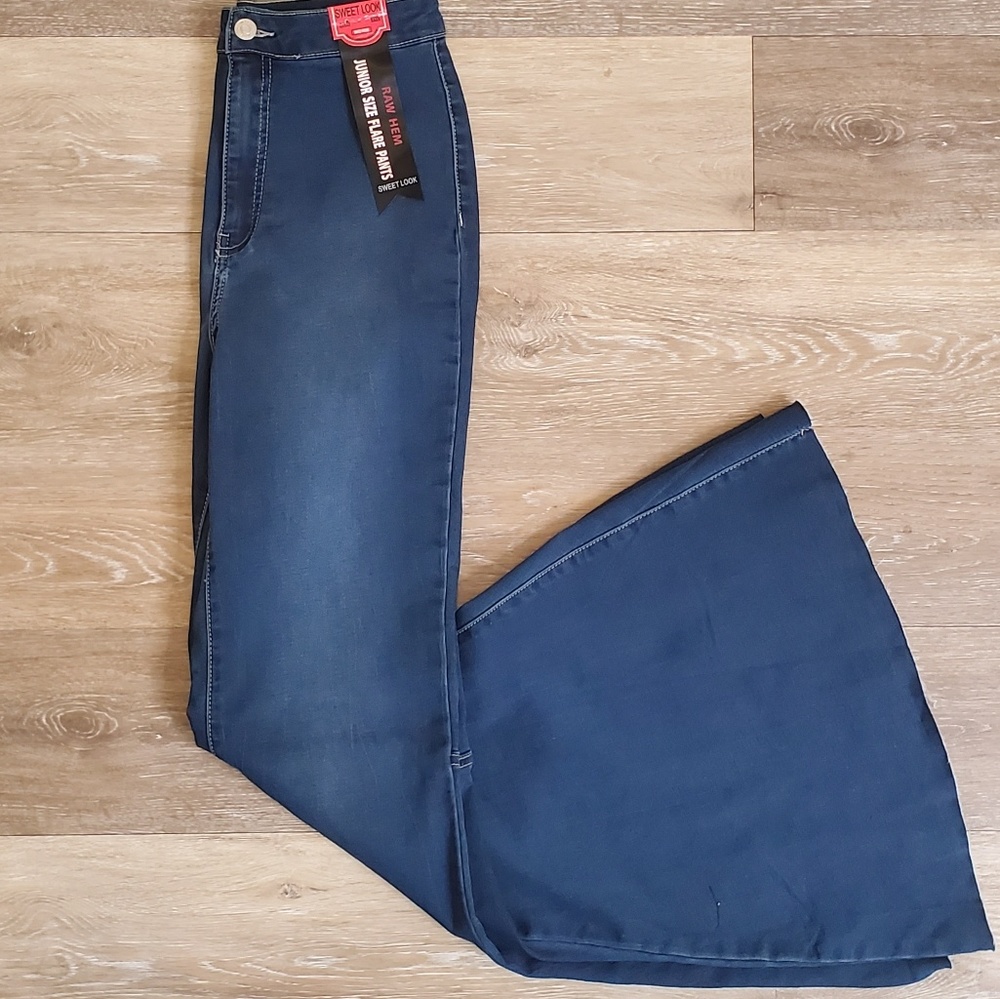 Denim Mid Wash Palazzo - Picture 3 of 8